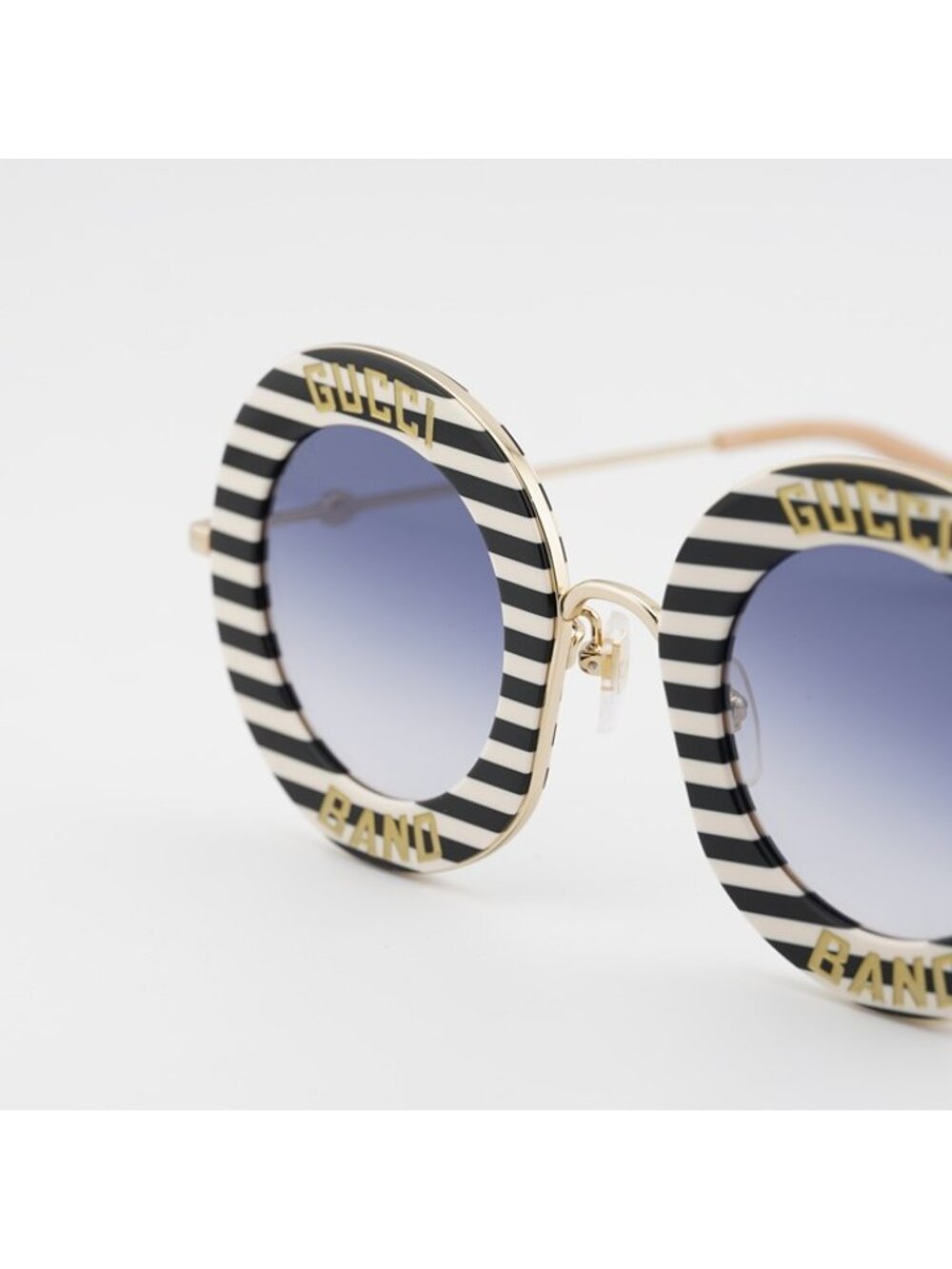 Gucci GG0113S 008 Sunglasses Black Round Frame, Blue Gradient Lenses - Picture 6 of 11